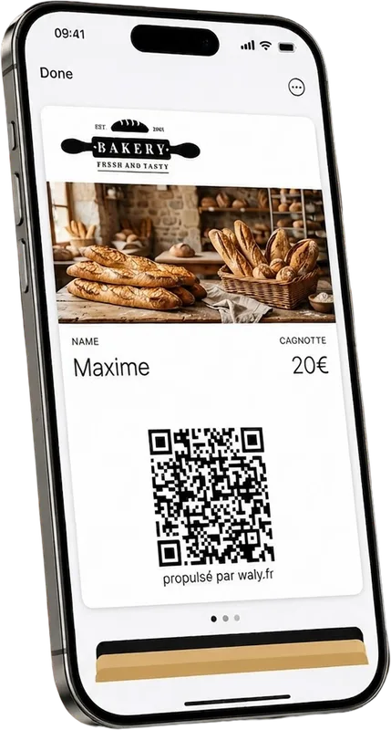 Carte de fidélité Wallet réalisée pour Bakery · Boulangerie