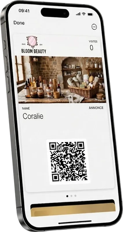 Carte de fidélité Wallet réalisée pour Bloom Beauty · Institut